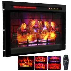 Lareira Elétrica de Embutir A60x74L de Baixo Ruído com 5 Cores, Controle Digital, Controle Remoto e Temporizador, 110V, MONDAWE, Preta