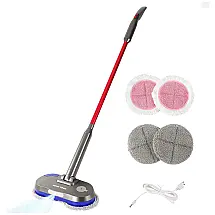 Esfregão Mop Elétrico sem Fio à Bateria com 4 Acessórios Extras, 110v, HOME TIMES, Vermelho