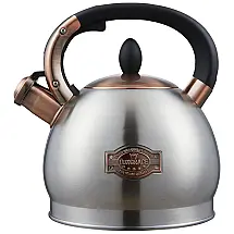 LUXGRACE Chaleira Inox 2 Litros com Apito e Cabo Ergonômico, Design Prata Durável e Seguro