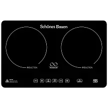 Cooktop Elétrico de Indução "32 81cm para Embutir, com 2 Queimadores e Painel de Controle, 110V 1800W, Preto