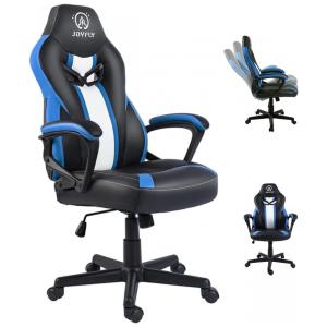 Cadeira Gamer Ergonômica Reclinável em Couro Sintético, JOYFLY, Azul