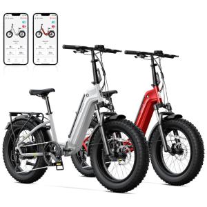 Kit com 2 Bicicletas Elétricas Dobráveis Sisigad 1500W Pico, Pneus Fat 20"x4.0, Bateria 48V 15Ah, Autonomia 96 km, 7 Velocidades