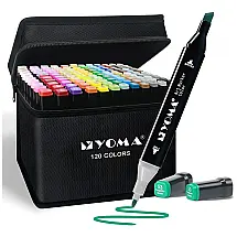 Conjunto de Canetas Artisticas á Base de Álcool 120 Cores de Ponta Dupla, Cores Exclusivas e Estojo, Y YOMA