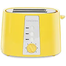 Torradeira Elétrica de 2 Fatias com 6 Níveis de Tostagem, Aço Inoxidável, 110V 900W, SEEDEEM, Amarela