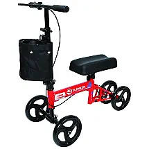 Andador 4 Rodas com Cesta e Apoio para Joelho Ideal para Lesões Suporta 136kg, ELENKER, Vermelho