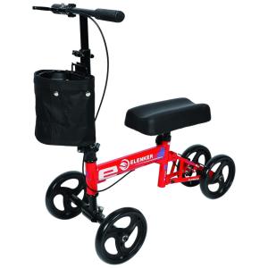 Andador 4 Rodas com Cesta e Apoio para Joelho Ideal para Lesões Suporta 136kg, ELENKER, Vermelho