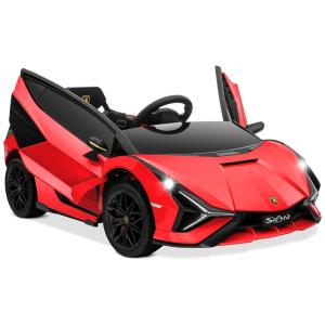 Kids rghini Carro, Carrinho Elétrico Infantil a Bateria 12V 1 Assento com 2 Velocidades Luz LED e Sistema de Som, KIDZONE LAMBO SIAN LB RED