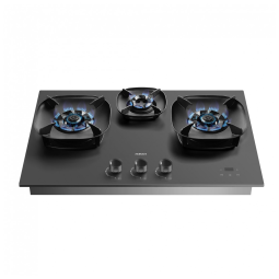 Cooktop a gás de embutir 76cm Robam FireCube vidro temperado cinza 3 queimadores lotus flame 18.000 BTU gás natural e GLP