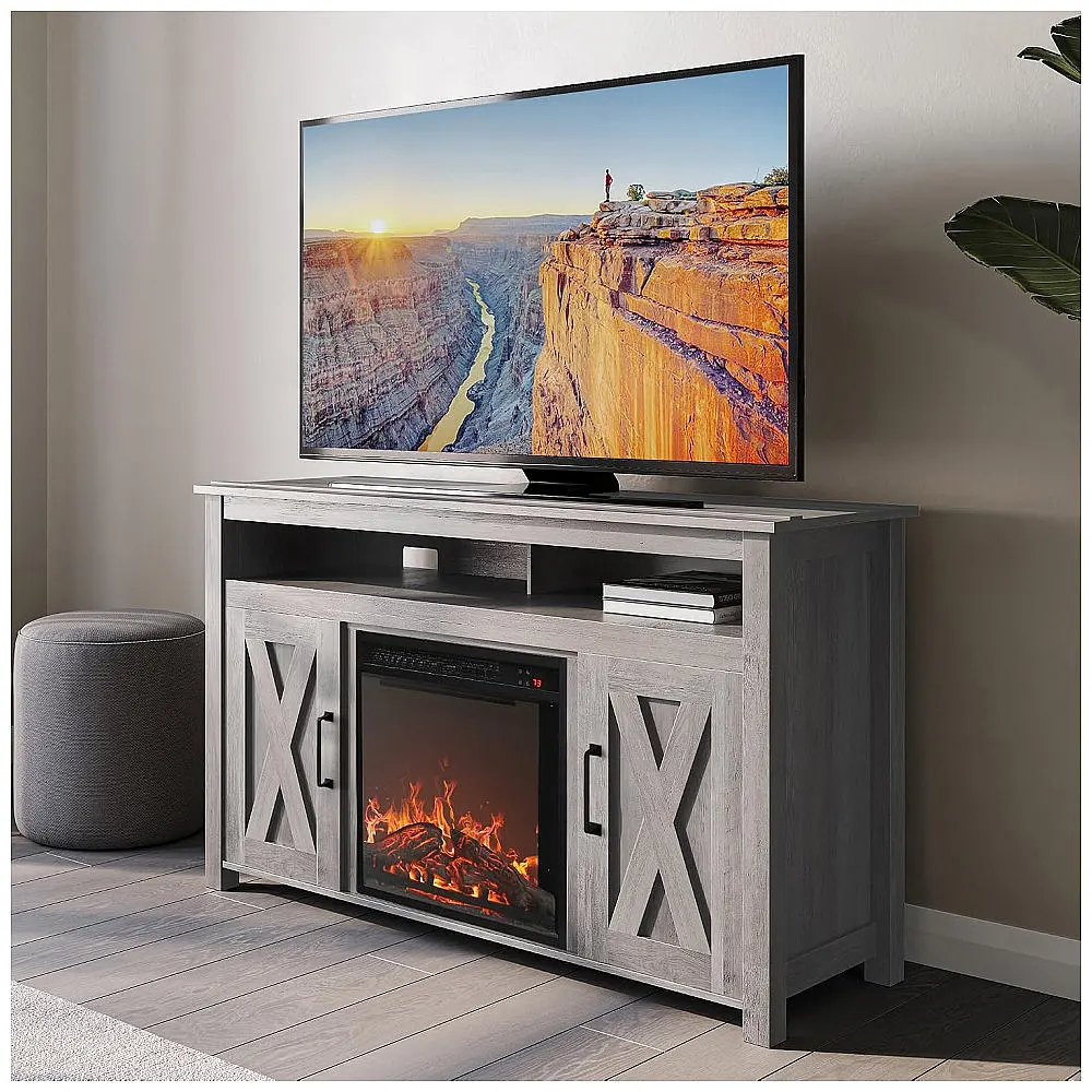 Lareira Elétrica Belleze 121x75cm 1400W Rack TV Infravermelho Console 110V — foto 2