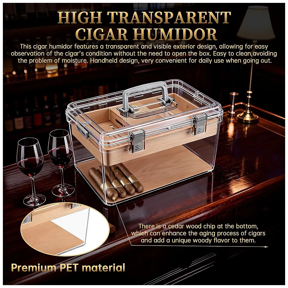 Caixa Umidificadora Cigarloong Acrílica Transparente com Higrômetro e Umidificador — foto 3