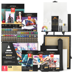 Kit de Pintura Conjunto Artístico com 60 Peças, Inclui 48 Tintas, ARTEZA, Preto
