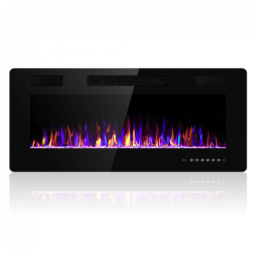 Lareira Elétrica de Embutir A45x106L com Controle Remoto e Digital, Luz LED, Chama Ajustável e Temporizador, 1500W, 110v, ELECTACTIC 842C3