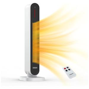 Aquecedor Elétrico Portátil com Controle Remoto e Temporizador, 1500W, 110v, STEALTH JHT100, Branco