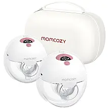 Bomba Tira Leite Elétrica Portátil com 3 Modos, 9 Níveis de Sucção e Flange Duplamente Selada, 2 Unidades, Momcozy, Branco e Vermelha