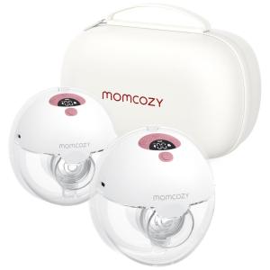 Bomba Tira Leite Elétrica Portátil com 3 Modos, 9 Níveis de Sucção e Flange Duplamente Selada, 2 Unidades, Momcozy, Branco e Vermelha