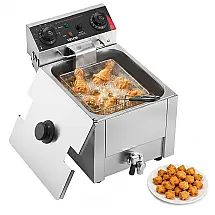 Fritadeira Elétrica Comercial VEVOR SEF-101V 9L Inox com Válvula de Drenagem Cesto e Tampa 110V
