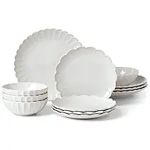 Aparelho de Jantar, Elegância e Sofisticação para Sua Mesa com 12 Peças, Formato Redondo Ondulado e Material de Cerâmica, LENOX 893471