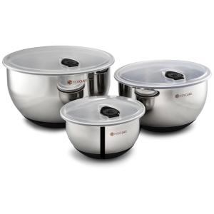 Conjunto de Tigelas e a 5 Litros em Aço Inoxidável com Vedação a Vácuo e Base Antiderrapante, HexClad