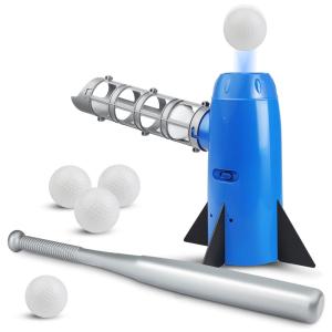 Lançador de Bolas Automático Infantil com Taco de Beisebol de Plástico Extensível e Bolas de Beisebol 5PP, PARAROSE, Azul