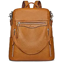 Mochila Feminina de Couro conversível para Bolsa de Ombro, S ZONE, Vermelho Escuro