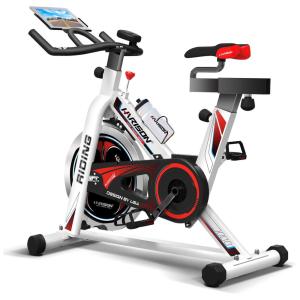 HARISON Bicicleta Ergométrica com Suporte para Tablet e Banco Ajustável, Branca