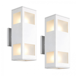 Arandela Luminária Moderna Externa de Parede à prova dágua com Base E26, 2 Unidades, Branca, HARRIET, Branco