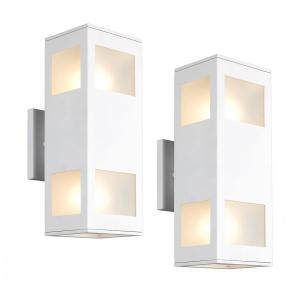 Arandela Luminária Moderna Externa de Parede à prova dágua com Base E26, 2 Unidades, Branca, HARRIET, Branco