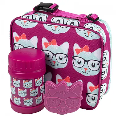 Kit Lancheira Infantil Gatinha com