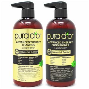 Shampoo e Condicionador Óleo de Argan Todos os Tipos de Cabelos Homens Mulheres 473ml, PURA DOR SGB0716LTV5GUS, Marrom Escuro