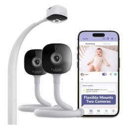 Babá Eletrônica Hubble 2 Câmeras 2K UHD WiFi Detecção IA Rosto Virada Choro Suporte Flexível