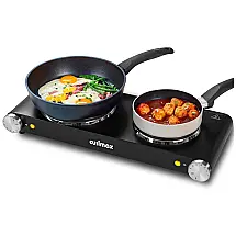 Cooktop Elétrico Portátil com 2 Queimadores, Placas de Ferro Fundido, 110V 1800W, Cusimax, Verde