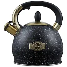 LUXGRACE Chaleira 2 Litros com Apito e Cabo Ergonômico em Aço Inoxidável Preto - Alta Durabilidade