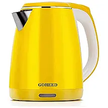 Chaleira Elétrica de 1.8L co Desligamento Automático, Aço Inoxidável, 1500W, Amarela, 110v, GOHEED, Amarelo