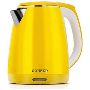 Chaleira Elétrica de 1.8L co Desligamento Automático, Aço Inoxidável, 1500W, Amarela, 110v, GOHEED, Amarelo