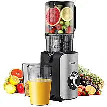 Espremedor de Frutas TER, com abertura ampla de 12,7 cm, em aço inox, extração lenta, alto rendimento, limpeza simples, acessórios inclusos.