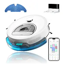 Robô Aspirador OKP L6 Aqua Branco Geada com Mapeamento LiDAR 6000Pa 2 em 1 WiFi Alexa