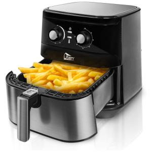 Fritadeira Elétrica AirFryer 5,5L com Frigideira Antiaderente e Temporizador, 110V 1700W, Uten, Preta