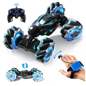 rinho de Controle Remoto com Sensor de Gestos e 360 de Rotação, DEEJOY RC Stunt Car, Preto