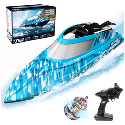 Barco de Controle Remoto para Adultos com Velocidade Máxima de 56 km/h e Bateria Recarregável de 2000mAh, BEZGAR TX124, Azul