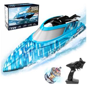 Barco de Controle Remoto para Adultos com Velocidade Máxima de 56 km/h e Bateria Recarregável de 2000mAh, BEZGAR TX124, Azul