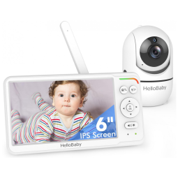 Monitor de Bebê HelloBaby com Tela IPS - Visão Noturna, Bateria de 30 Horas, Controle Remoto de Câmera, Áudio Bidirecional