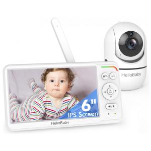 Monitor de Bebê HelloBaby com Tela IPS - Visão Noturna, Bateria de 30 Horas, Controle Remoto de Câmera, Áudio Bidirecional