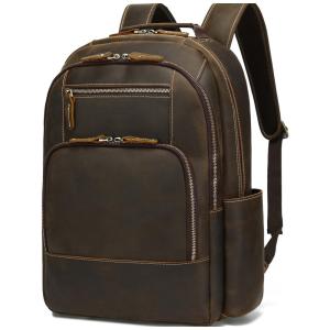Mochila Masculina para Laptop 40cm 32L de Couro, TAERTII, Marrom