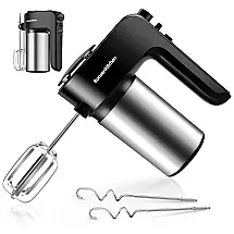 Batedeira de Mão com 6 Velocidades e Acessórios de Aço Inox, 250W, 110v, BONSENKITCHEN, Preto
