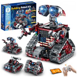 Kit robô e carro de esteira 4 em 1 Sillbird com 631 peças, controle remoto e app, robótica STEM para crianças a partir de 6 anos ​