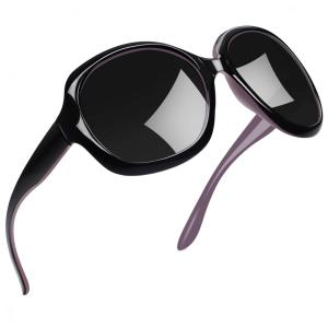Óculos de Sol Feminino com Proteção UV, Joopin B22, Preto, Roxo e Cinza