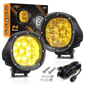 Farol LED Ambar Auxiliar para Carros 4X4, 40W 8000LM, 12V, 2 Peças, AUXBEAM, Preto
