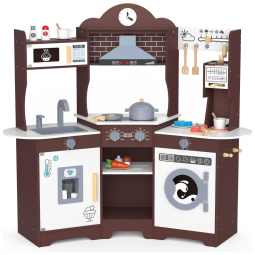 Cozinha infantil de madeira ANPABO espresso com luzes, sons e acessórios, 30 peças