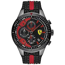 Relógio de Pulso RedRev Cronógrafo Quartzo Visor Analógico Pulseira de Silicone, FERRARI 0830592, Preto