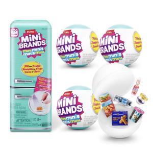 Playset Mini Brands Fill The Fridge Série 1 ZURU com geladeira e 3 cápsulas surpresa miniaturas colecionáveis 8+